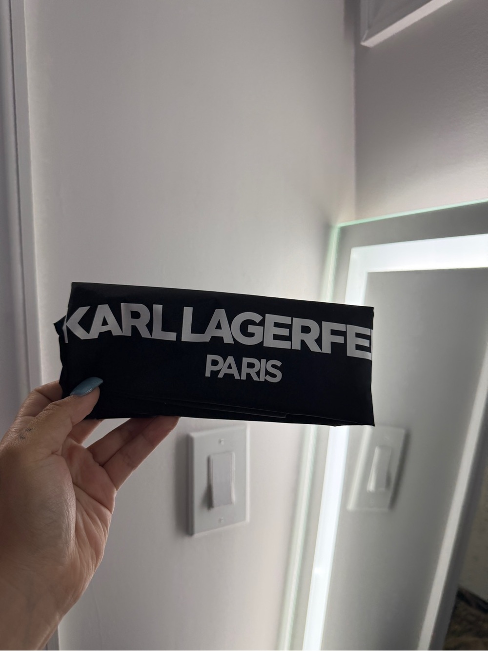 Karl Lagerfeld Black and White Logo Pouch for a purse or anything.
